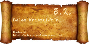 Beles Krisztián névjegykártya